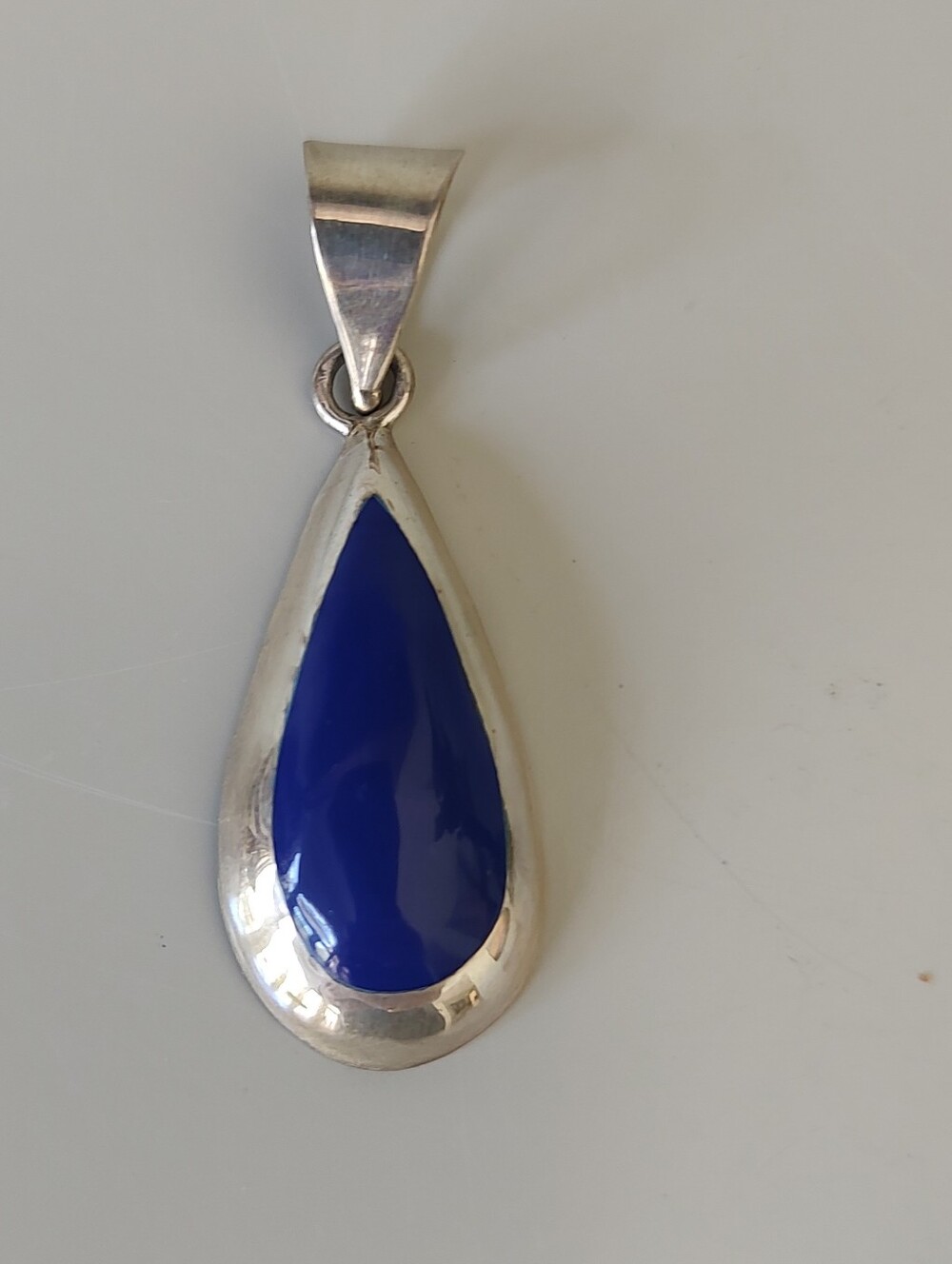 Sterling Silver 925 Mexico Lapis Lazuli Blue Teardrop Pendant
